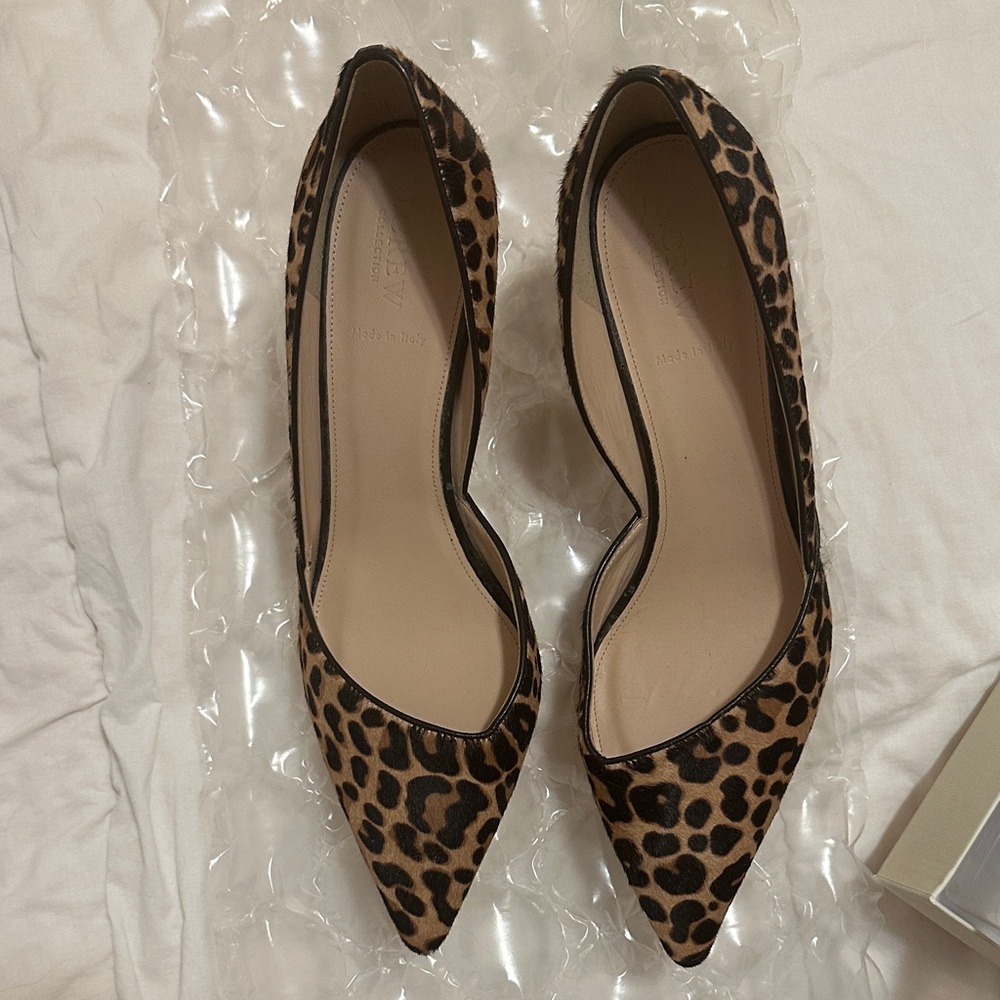 J Crew Collection 12 Colette D’orsay Leopard Print Heels Made in Italy Like New